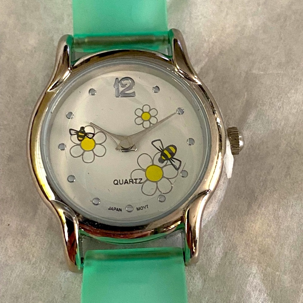 Bees Flower Daisies Quartz Watch Mint Sea Green Strap/Band NWOT